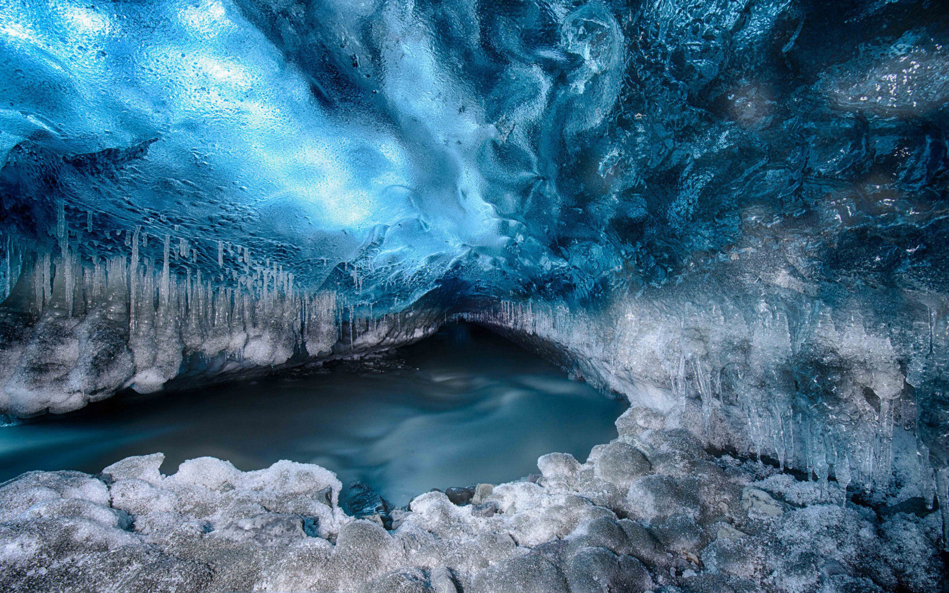Tunnel In Iceberg Cave Wallpaper For Widescreen Desktop Pc 1920x1080